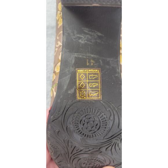 L'ARTISTE SPRING STEP OXFORD Lace Up EUR 41 Brown leather Floral Heel Shoes Zip - Picture 9 of 11